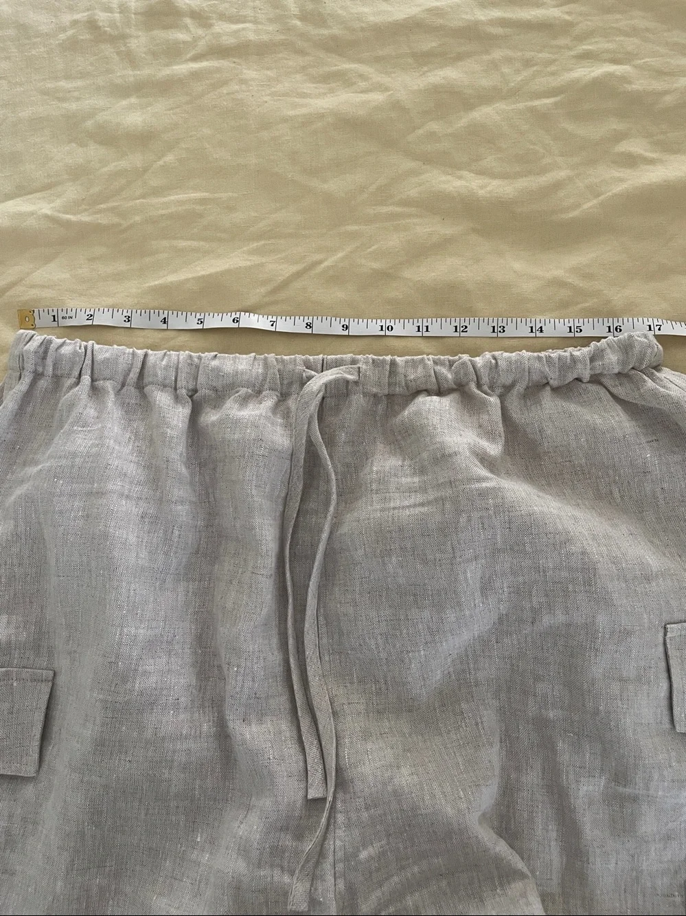 Reformation Ethan linen cargo pants in oat wide leg XL plus size